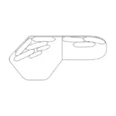 Modular seating system line drawing, white background, hexagonal and rounded forms connected, interior curved shapes, minimalist design.