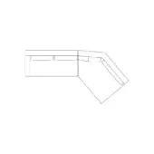 Sectional sofa line drawing, white background, L-shape with storage drawers, minimalist design, technical schematic labeled “molvedo – composition 3b dx”.