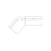 Sectional sofa line drawing, gray, L-shape with reclined and upright sections, featuring two drawer fronts and minimalist design.
