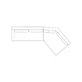 Sectional sofa line drawing, gray, two-part design with rectangular and triangular segments, cushioned seats, minimalist aesthetic.