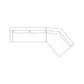 Sectional sofa line drawing, gray, L-shape with three and two-seater sections, storage under seating, minimalist design, white background.