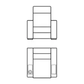 Relax armchair line drawing, black outline, rectangular backrest, square armrests, recessed base, minimalist design, studio rendering.