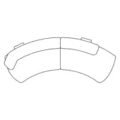 Modular sectional sofa, black line drawing, curved crescent shape with bolster cushions, minimalist design, seamless segment connections, schematic rendering.