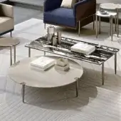 Distinguished Turri Zero coffee table with overlapping wooden tops and sleek light beige lacquered finish