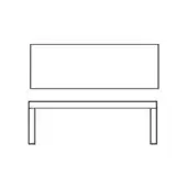 Rectangular bench line drawing, matte finish, minimalist design with square legs and horizontal seat, labeled “copper – size b”.
