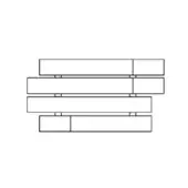 Rectangular boxes in staggered arrangement, black outlines, horizontal lines, white background, layered composition, modular design, unequal sections.