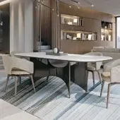 Distinguished Turri Blues table with white and gray marbled top and glossy lacquered wood base crafted in Italy