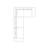 Modular sectional sofa, line drawing, L-shape configuration with three rectangular modules, contemporary design, minimalist aesthetic.