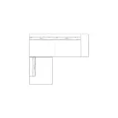 Hamlet Sectional L – Composition C (DX) schematic, modular L-shape configuration with quilted texture detail, black lines on white background.