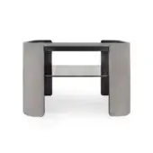 Captivating Formitalia Downtown nightstand with light gray leather sides and dark gray wood veneer shelving