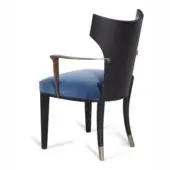 Elegant Bellavista Angelina chair with curved multilayer poplar wood, blue velvet upholstery and brushed brass armrests
