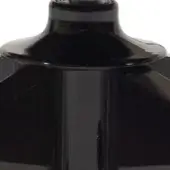 Ebonized beechwood component, layered structure, flared top, cylindrical neck, faceted base, glossy black finish, polished surface, wood grain.