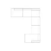 Modular sectional sofa, line drawing, L-shape with extension, minimalist design, rectilinear modules, white background, studio rendering.