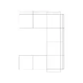 Modular sectional sofa line drawing, L-shape configuration, square modules, minimalist design, white background, schematic representation.