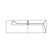Modular sofa black line drawing, three rectangular sections with curved center, minimalist geometric design, product rendering, white background.