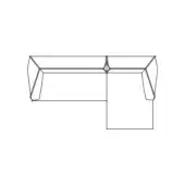 L-shaped sectional sofa line drawing, minimalist design, angled backrest, white background, technical schematic labeled “m.a.s.s.a.s – comp a30”.