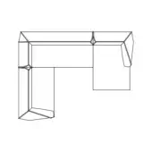 Modular sectional sofa line drawing, L-shape, wedge base, schematic design, internal framing visible, labeled “m.a.s.s.a.s – comp c10”.