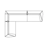Modular corner shelving unit, light wood composite, geometric stepped modules forming an L-shape against a white backdrop.