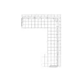 Hemingway sectional sofa, black and white line drawing, L-shape with capitonne detailing, grid pattern, rectangular cushions, studio rendering.