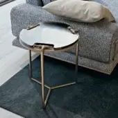 Distinguished Turri Blues side table with reflective bronzed glass and sleek tubular metal frame in a bronze-like finish