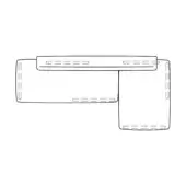 Modular furniture system diagram, black lines on white, showing two connected rectangular modules with textured tops and vertical side slots.