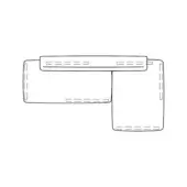 Linear graphic of three connected rectangles with parallel lines, white background, L-shape, rounded corners, stylized illustration.