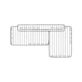 Modular shelving unit schematic, black lines on white, rectangular grid structure with horizontal and vertical connections.