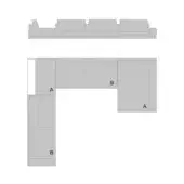 Turri sectional sofa, gray fabric, modular design with rectangular cushions, angled backrest, and labeled configuration diagrams A & B.