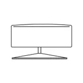 Venus Ottoman Swivel Base, rectangular black line drawing, triangular support, modern design, clean lines, white background.