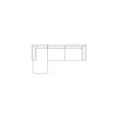 Modular sofa, light gray line drawing, L-shaped configuration with squared backrest and low concealed base.