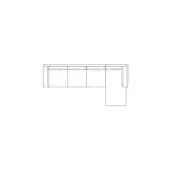 Sectional sofa black and white line drawing, modular L-shape design, rectangular backrest, contemporary low profile, geometric forms.