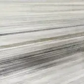 Layered area rug with horizontal blue and green lines, featuring varied thickness and tonal depth, distressed texture, studio presentation.