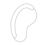 Venere Chaise Lounge SX line drawing, white background, curved form, rounded back, sloping seat, minimalist design.