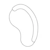 Venere chaise lounge line drawing, curved black outline, rounded back, arched armrest, reclined form, white background, technical illustration.