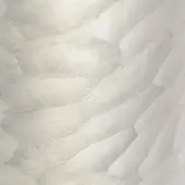Translucent white textured surface with angular facets mimicking ice formations, displaying layered opacity and smooth-rough tonal variations.
