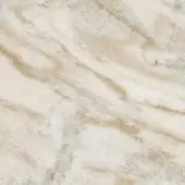 Karibib marble texture with white base and diagonal veins of tan, beige, and gray, polished finish displaying granular crystalline structure.
