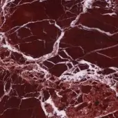 Rosso Lepanto marble texture with burgundy base and white veining, polished surface displaying irregular branching patterns.