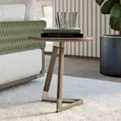 Innovative Turri Drum side table with walnut wood top and bronze or champagne metal accents