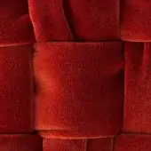 Terracotta woven texture, plush velvet-like fabric, dense rectangular strips forming a geometric basketweave pattern with directional nap.