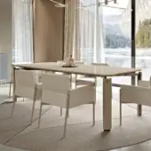 Distinguished Turri Zenit table with glossy lacquered wood and cylindrical legs crafted in glossy lacquered metal