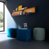 Exceptional Bolzan Letti Soft Ottoman pouf with deep blue removable fabric and polystyrene filling