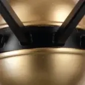Lighting fixture black metal cross support with gold polished curved metal, displaying brushed satin finish and product code 21031.