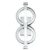 Wall sconce, polished chrome, with stacked circular forms and central rectangular light, mounted on a white background.