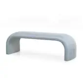 Lavish Turri Eclipse bench with bridge-shape structure upholstered in light blue textile and gold metal accent