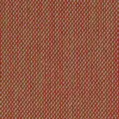 Repeating geometric pattern with yellow lines and gray circles on a red background, resembling woven fabric or perforated metal.