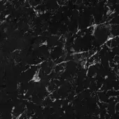 Marble Marquina texture with deep black and white veins, displaying a polished, swirling pattern and glossy reflective surface.