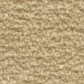 Beige looped pile fabric sample with horizontal ribbing and a dense, plush texture; synthetic fiber material, studio lighting.