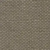 Jute textile sample displaying a dense grid weave in muted taupe and gray-brown tones, with a matte finish and consistent thread structure.