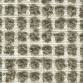 Woven waffle texture pattern in muted brown-grey and off-white, featuring circular raised elements on a rectangular grid with looped pile.