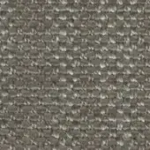 Textile sample, muted gray-brown, dense heathered weave with nubby matte texture and regular over-under pattern forming a grid structure.